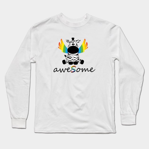 Mythical Awesome Rainbow Zebra Long Sleeve T-Shirt by i2studio
